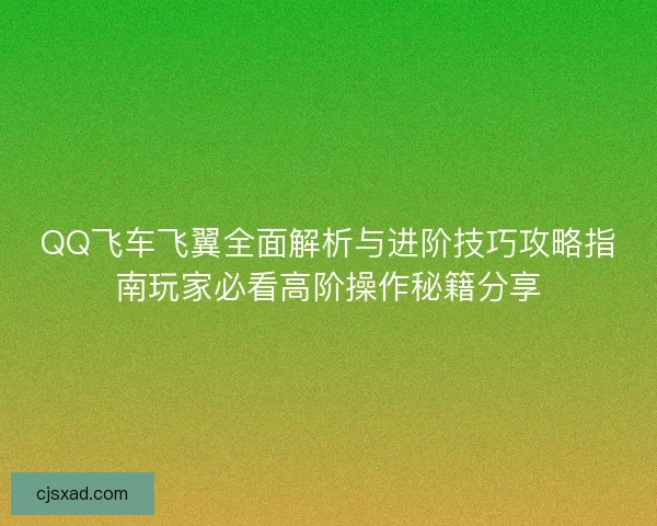 QQ飞车飞翼全面解析与进阶技巧攻略指南玩家必看高阶操作秘籍分享