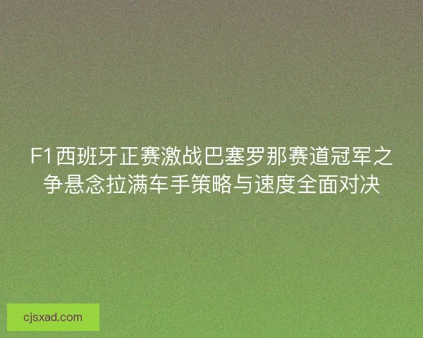 F1西班牙正赛激战巴塞罗那赛道冠军之争悬念拉满车手策略与速度全面对决