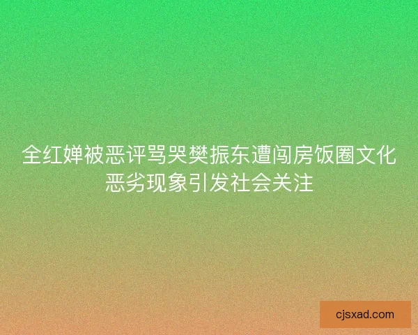 全红婵被恶评骂哭樊振东遭闯房饭圈文化恶劣现象引发社会关注 全红婵被恶评骂哭樊振东遭闯房饭圈文化恶劣现象引发社会关注